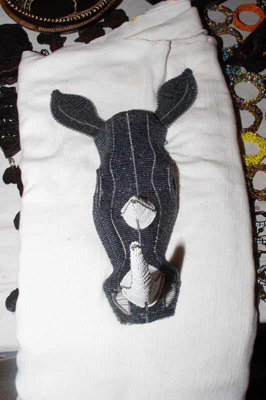 Beaded Rhino wall sculpture